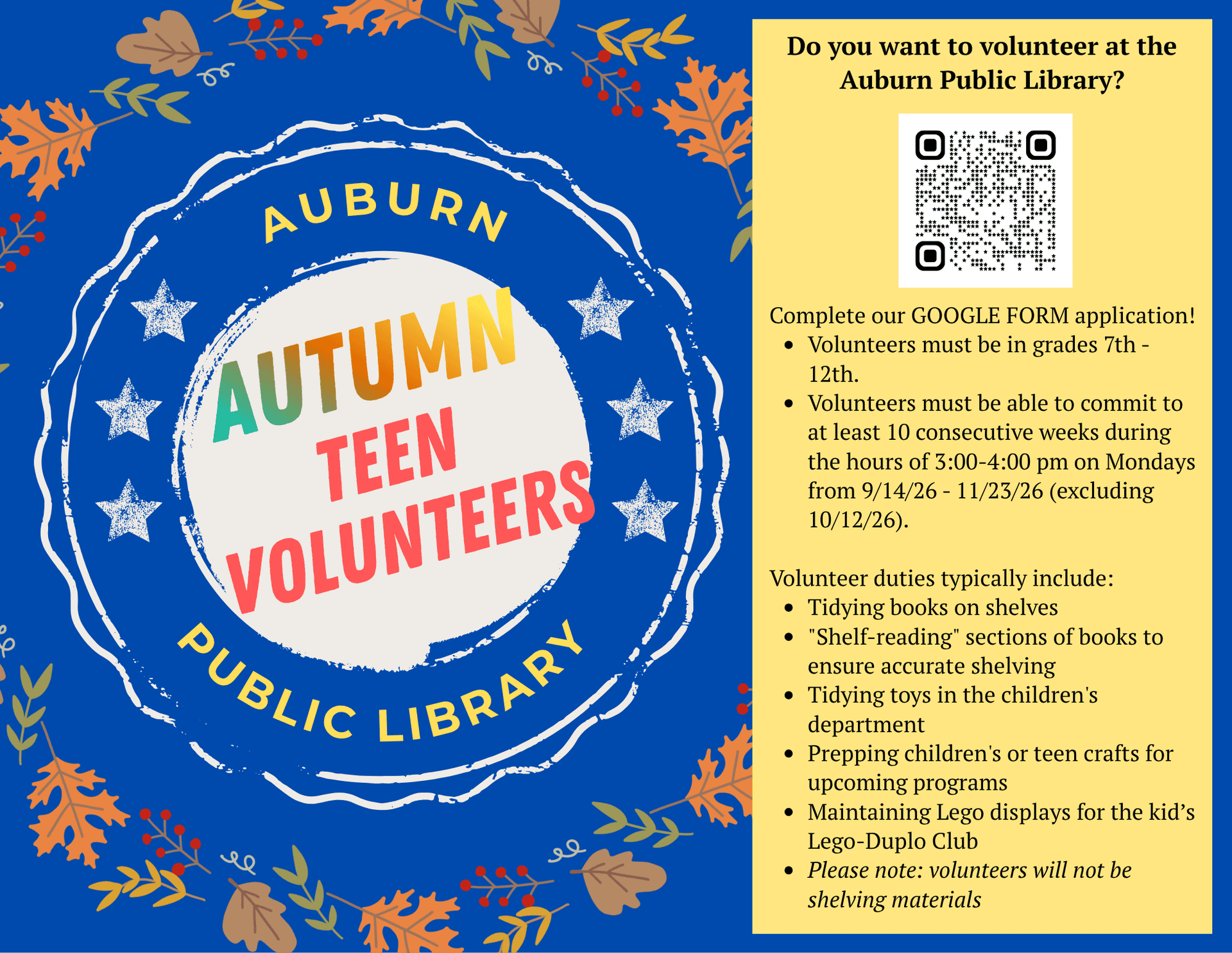 autumn teen volunteers