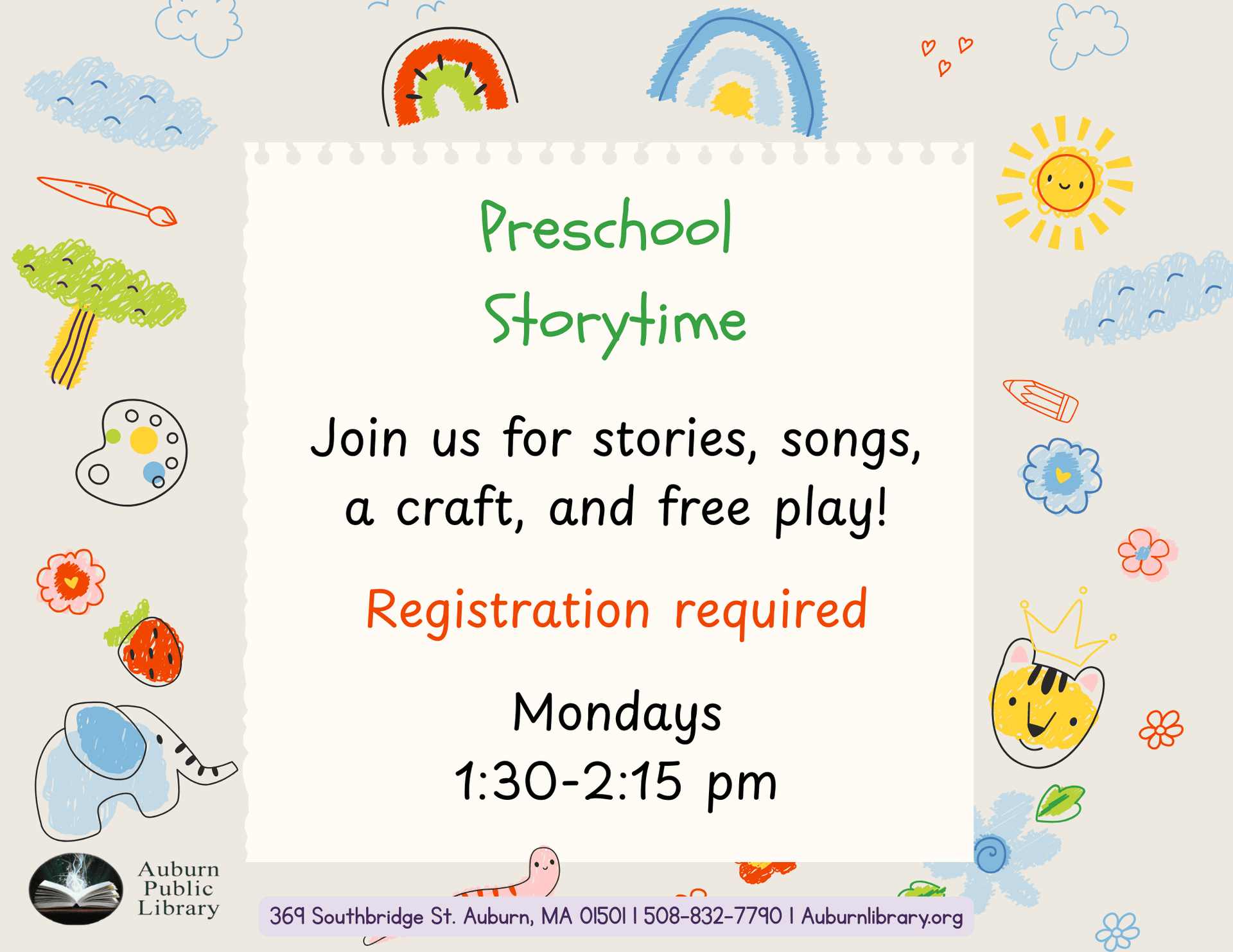 preschool storytime flyer