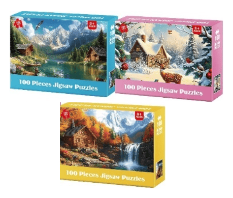 set of 3 100 piece puzzles