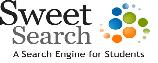 Logo for Sweet Search, a search engine for students, featuring the name in black text and a cluster of colorful overlapping circles to the right.